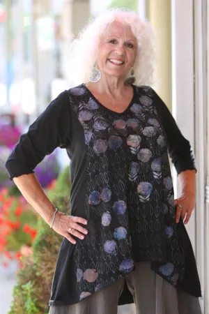 1248 Hi/Lo Top-Black Floral