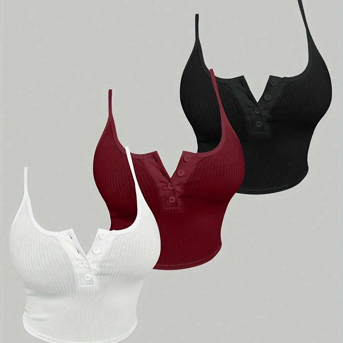 3-Pack V-Neck Sleeveless Cami Top for Women
