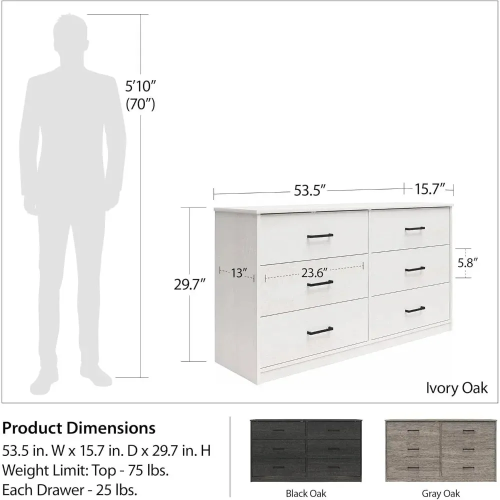 6-Drawer Dresser & Makeup Vanity Set