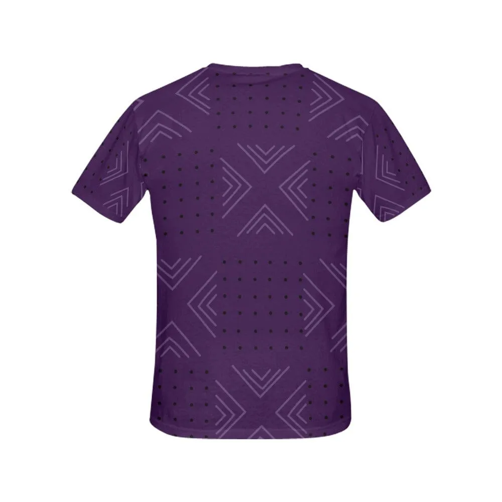 African print shirts for ladies: Geometric Purple with Black