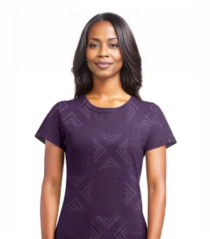 African print shirts for ladies: Geometric Purple with Black