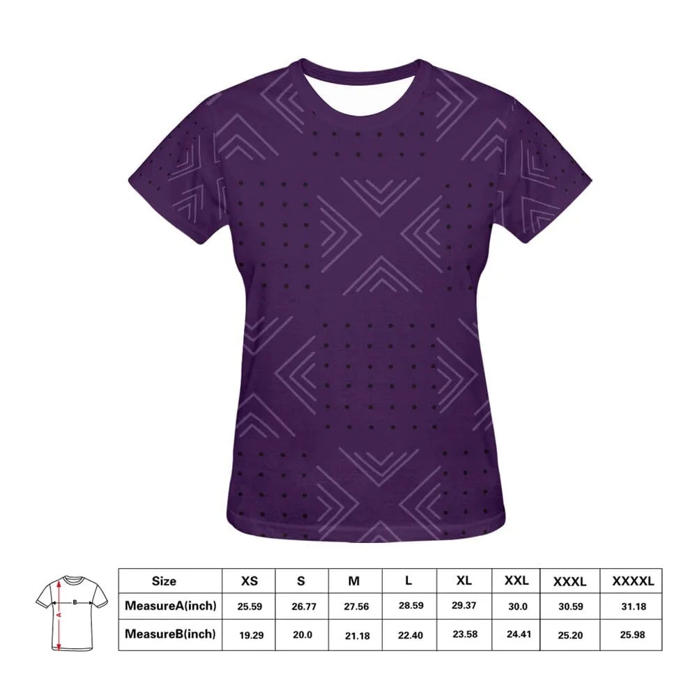 African print shirts for ladies: Geometric Purple with Black