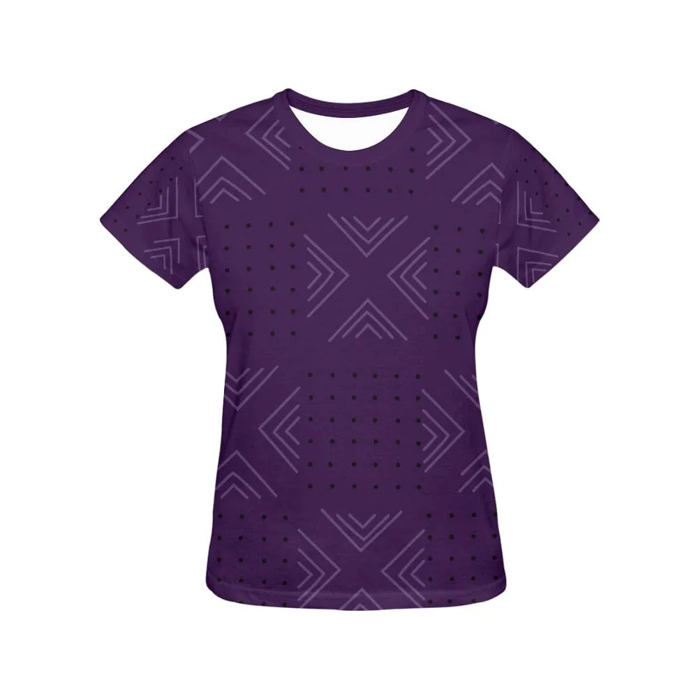 African print shirts for ladies: Geometric Purple with Black