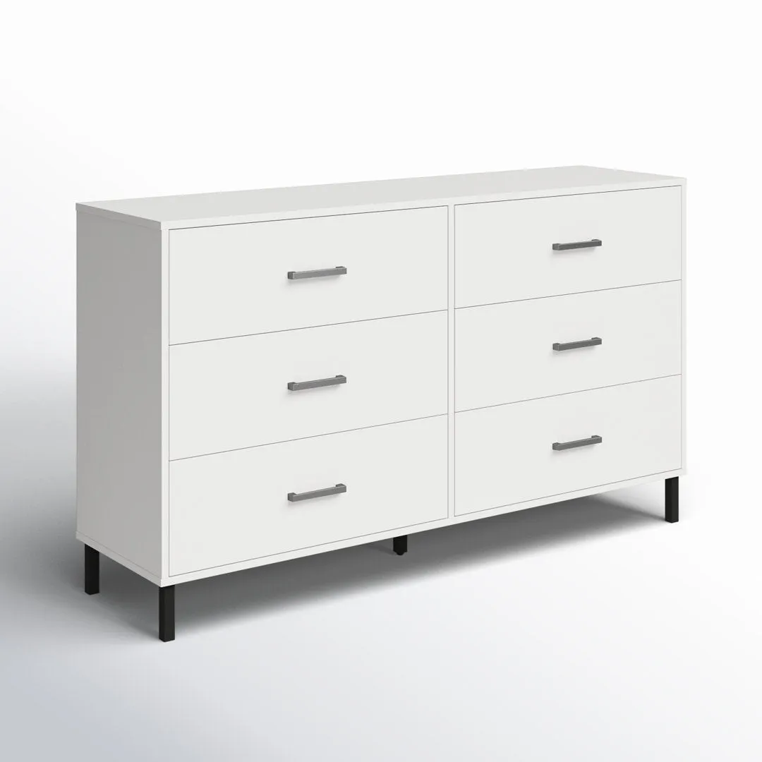 Alexei 6 Drawer 58.5" W Double Dresser Zipcode Design™ Color: White