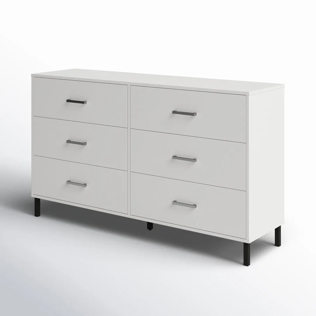 Alexei 6 Drawer 58.5" W Double Dresser Zipcode Design™ Color: White