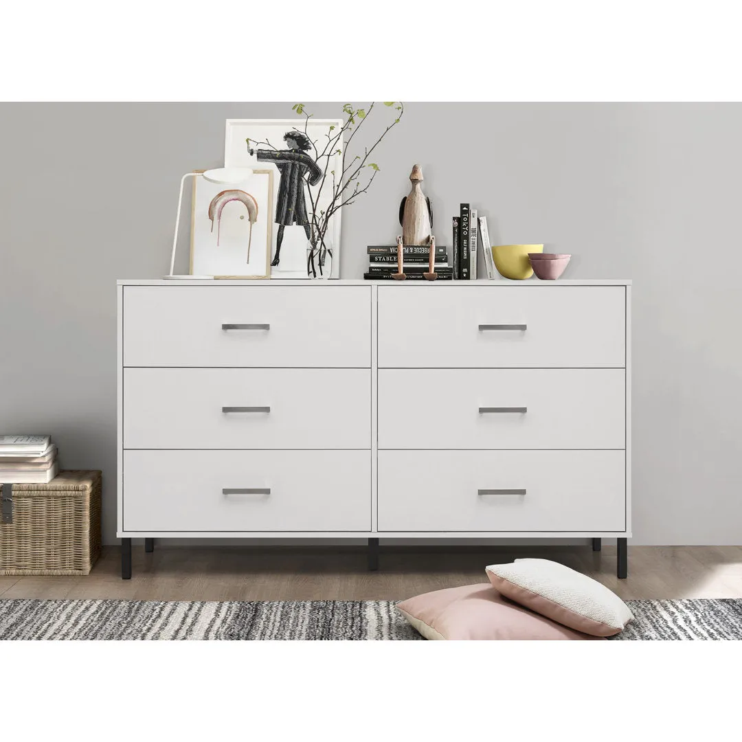 Alexei 6 Drawer 58.5" W Double Dresser Zipcode Design™ Color: White