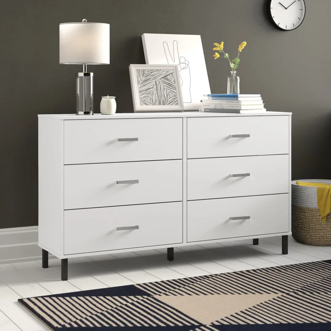 Alexei 6 Drawer 58.5" W Double Dresser Zipcode Design™ Color: White