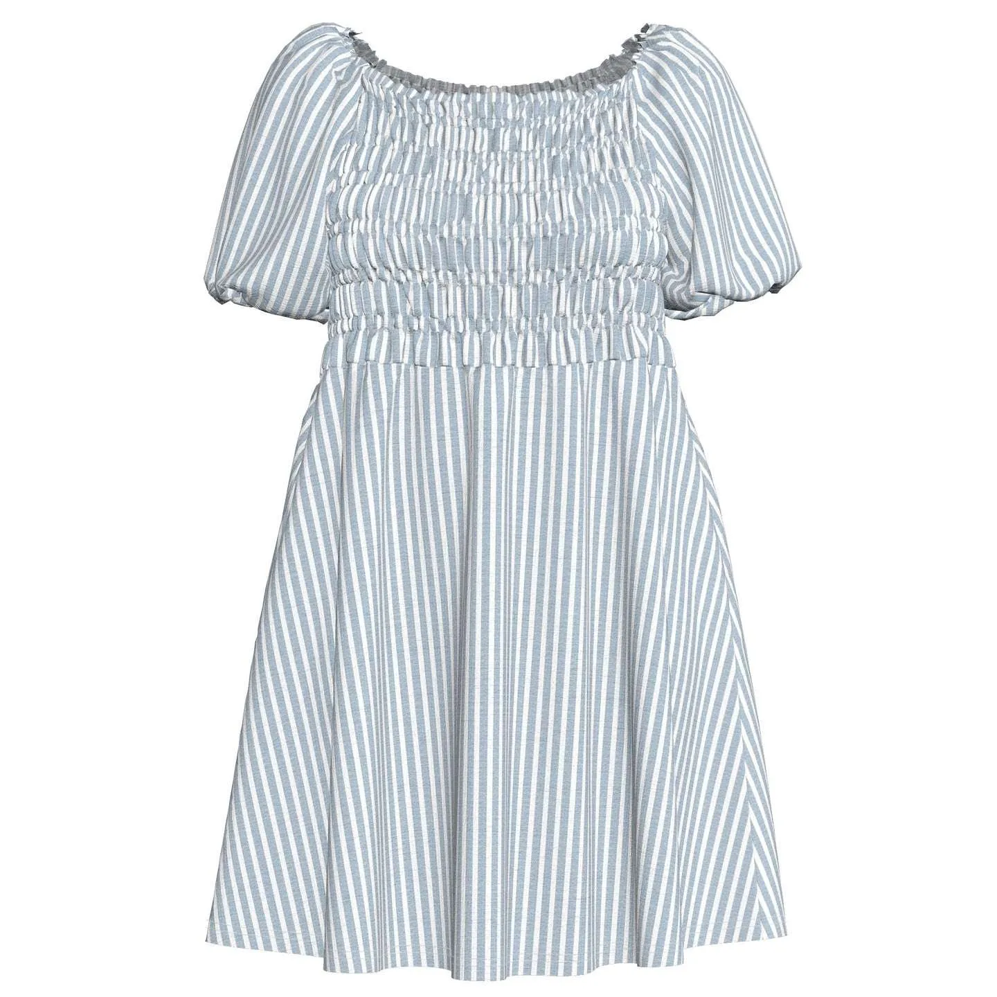 Alina - Blue White Vertical Stripe