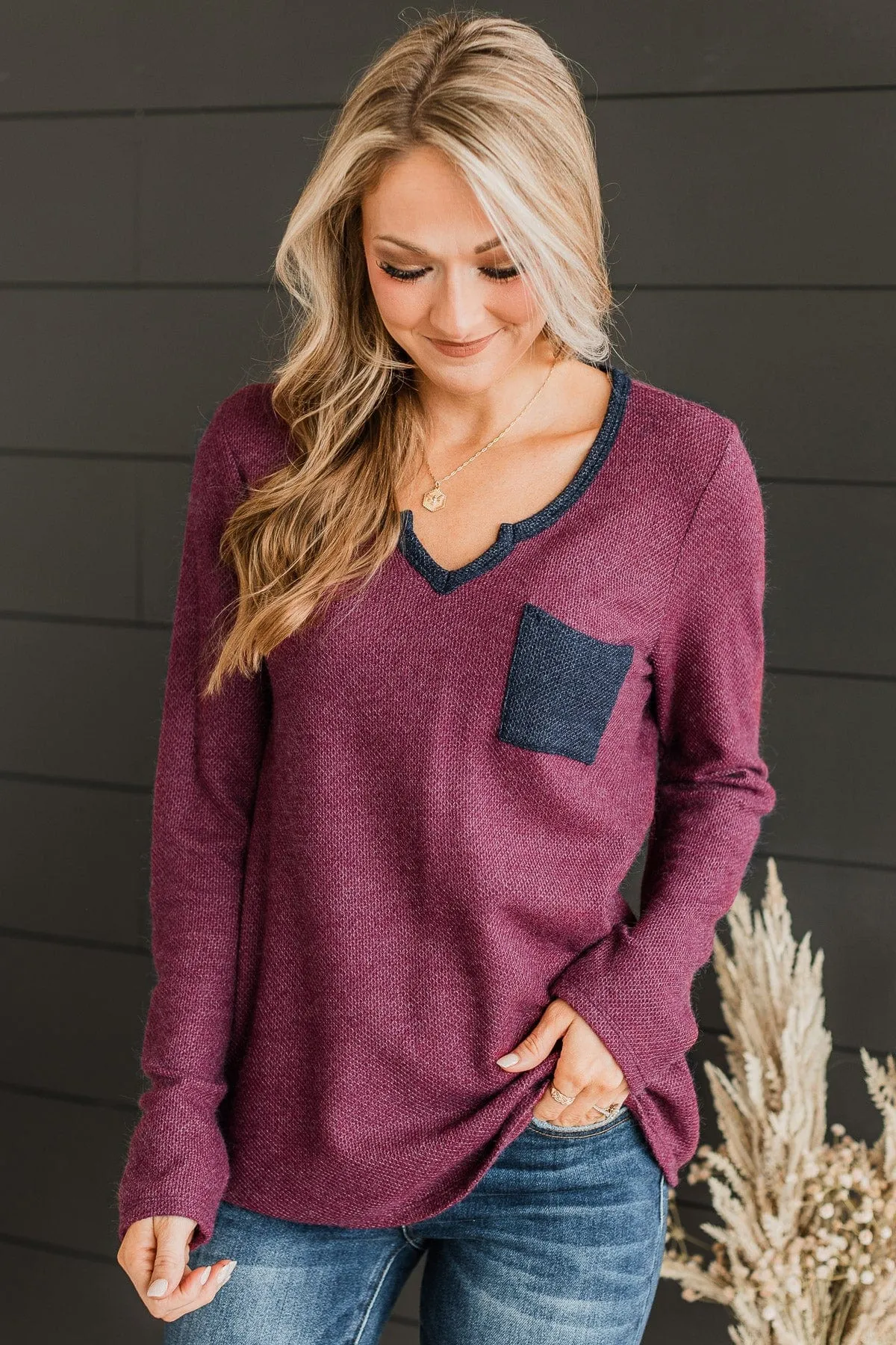 Already Impressed Knit Top- Burgundy