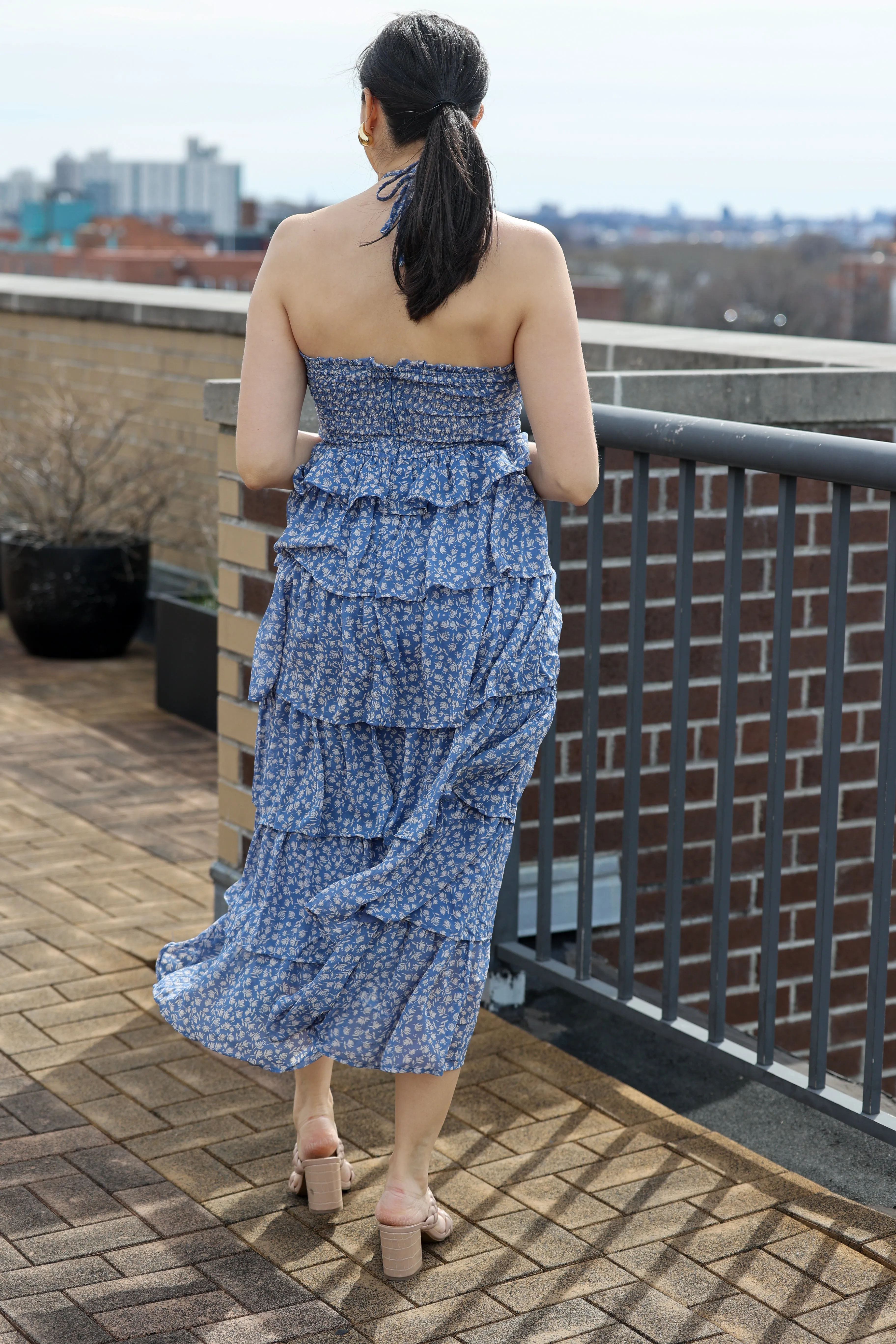 Angelina Blue Floral Maxi Dress