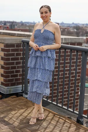 Angelina Blue Floral Maxi Dress