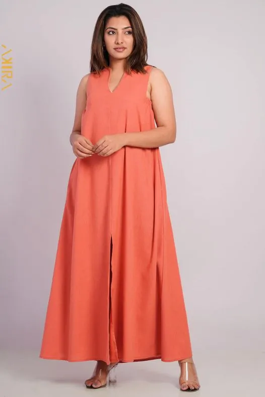 Apricot Sleeveless Casual Dress | Kaftan, Bohemian Dress, Floral Dress, Boho Maxi Dress
