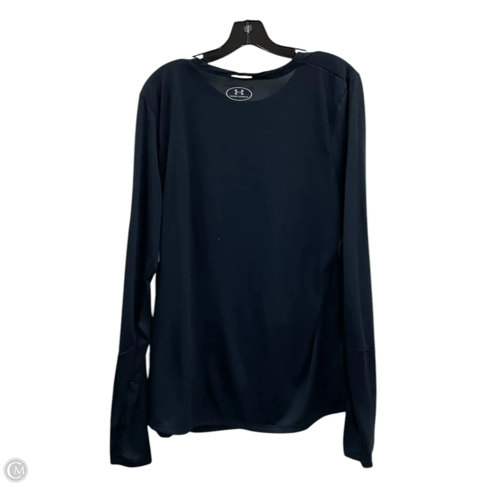 Athletic Top Long Sleeve Crewneck By Under Armour In Black, Size: 1x