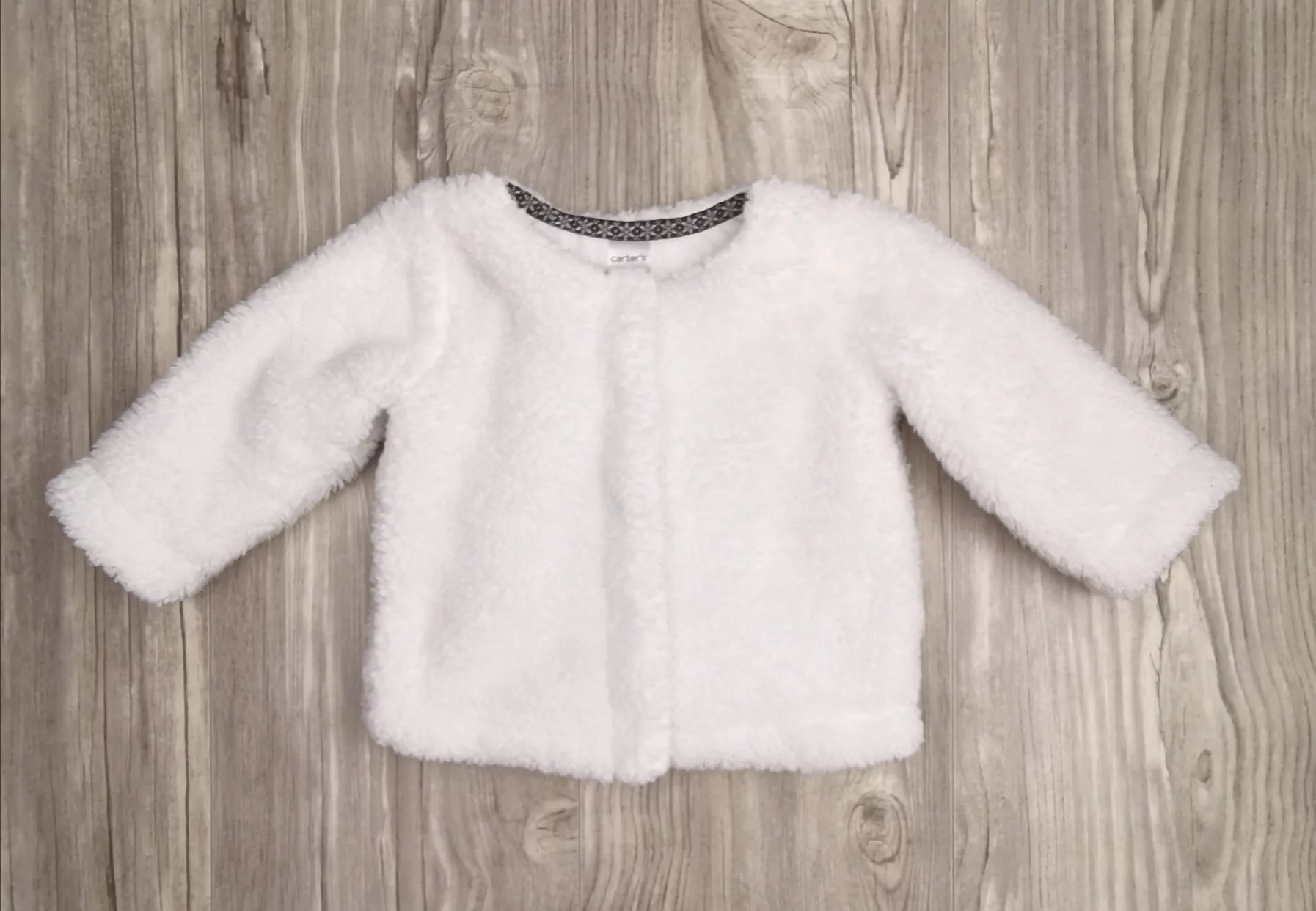 BABY GIRL SIZE 9 MONTHS - CARTER'S, Plush Fleece Jacket, White EUC B31