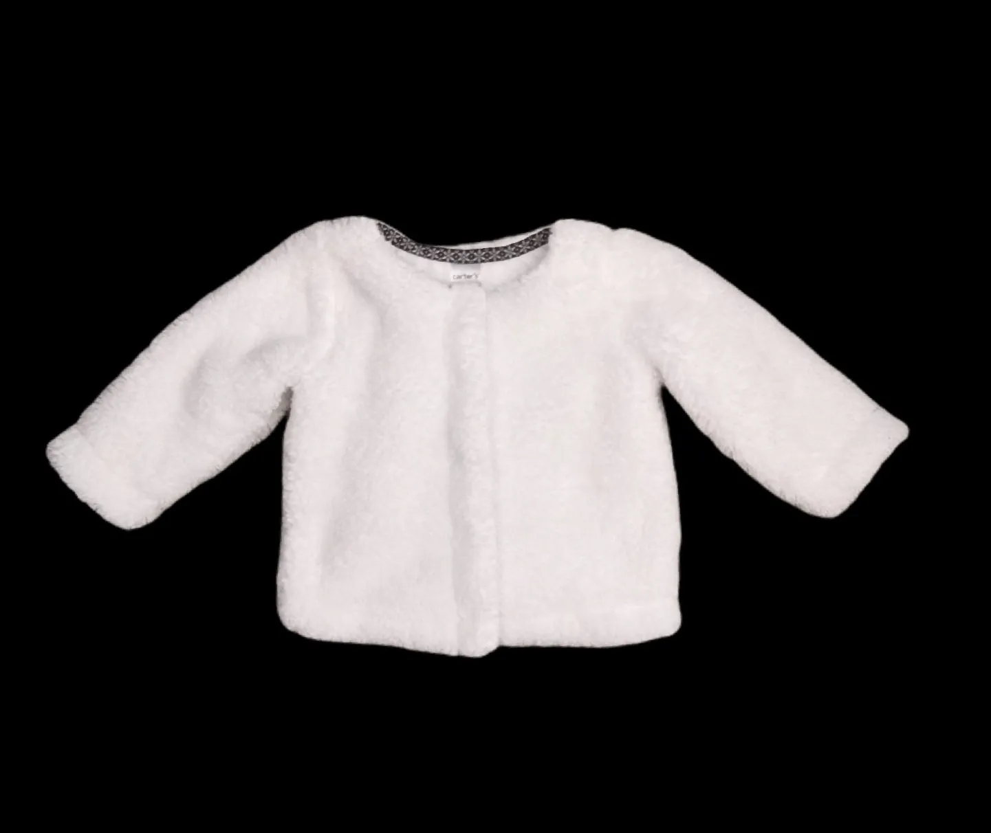 BABY GIRL SIZE 9 MONTHS - CARTER'S, Plush Fleece Jacket, White EUC B31