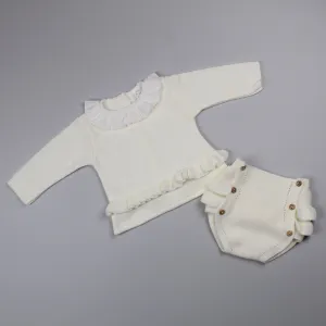Baby Girls Cream Knitted Jumper With Jam Pants