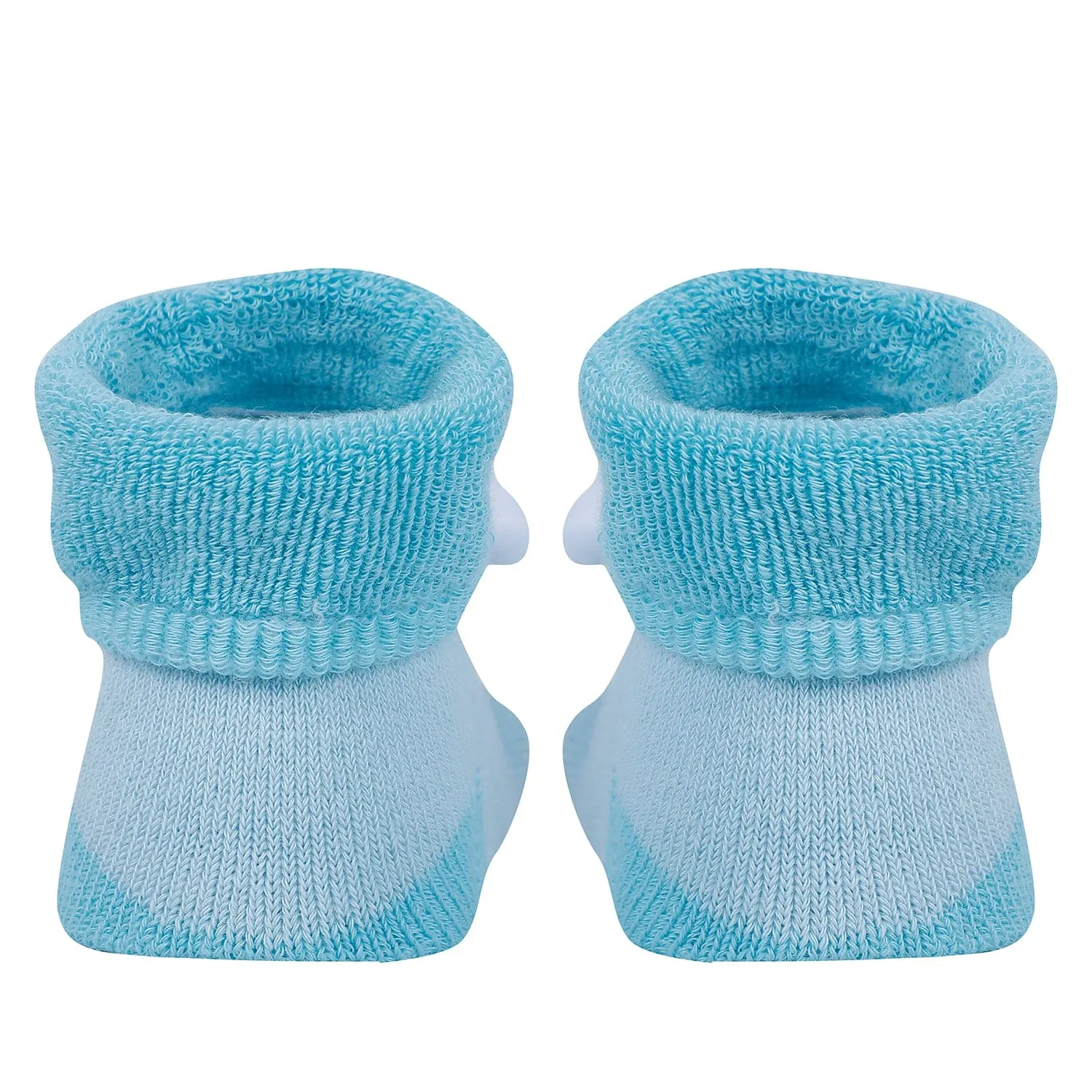 Baby Moo Kitty And Cow 3D Rattle Anti-Skid Socks Booties Pack of 2 - Peach, Green