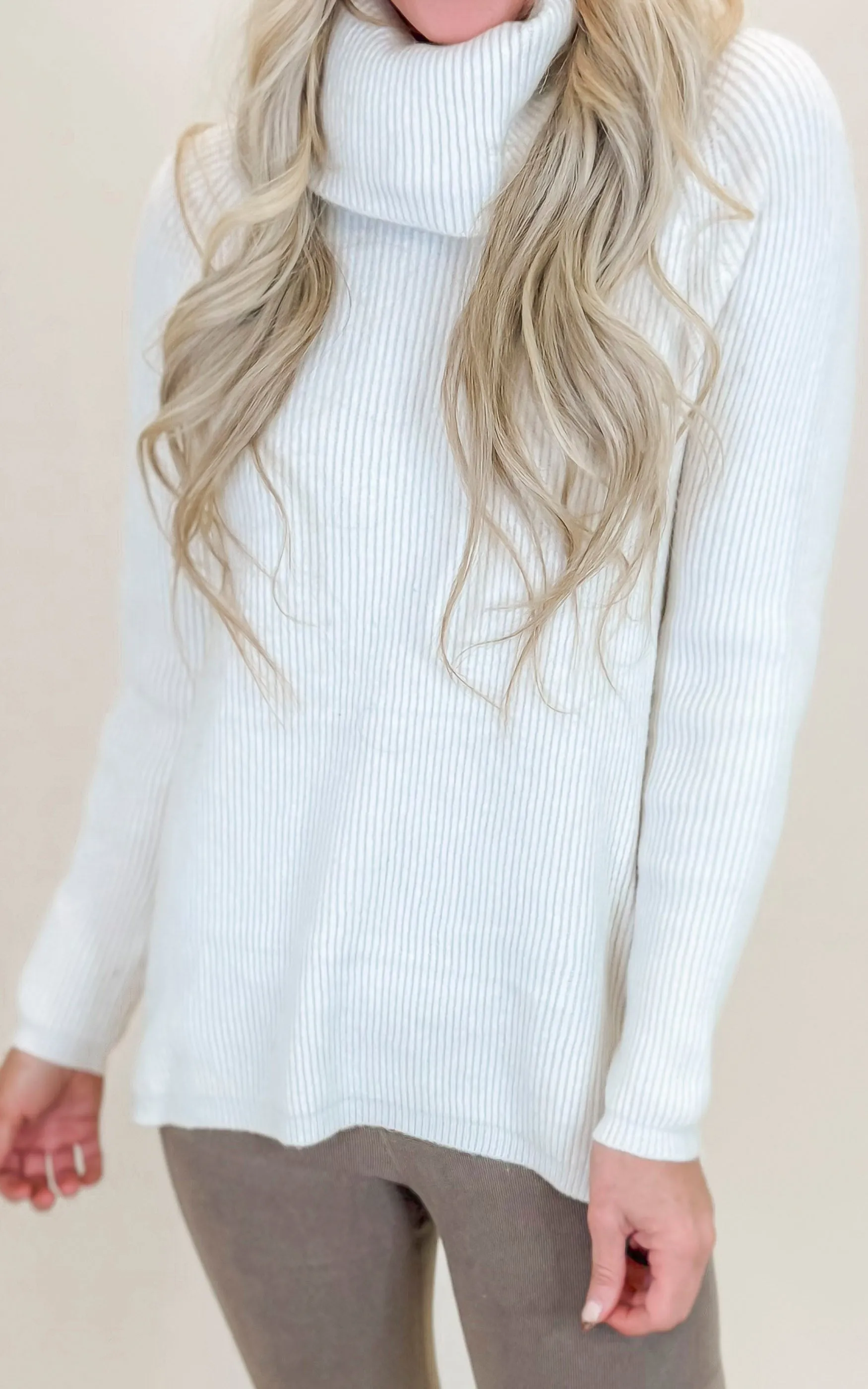 Basic Ribbed Turtleneck Sweater - Final Sale