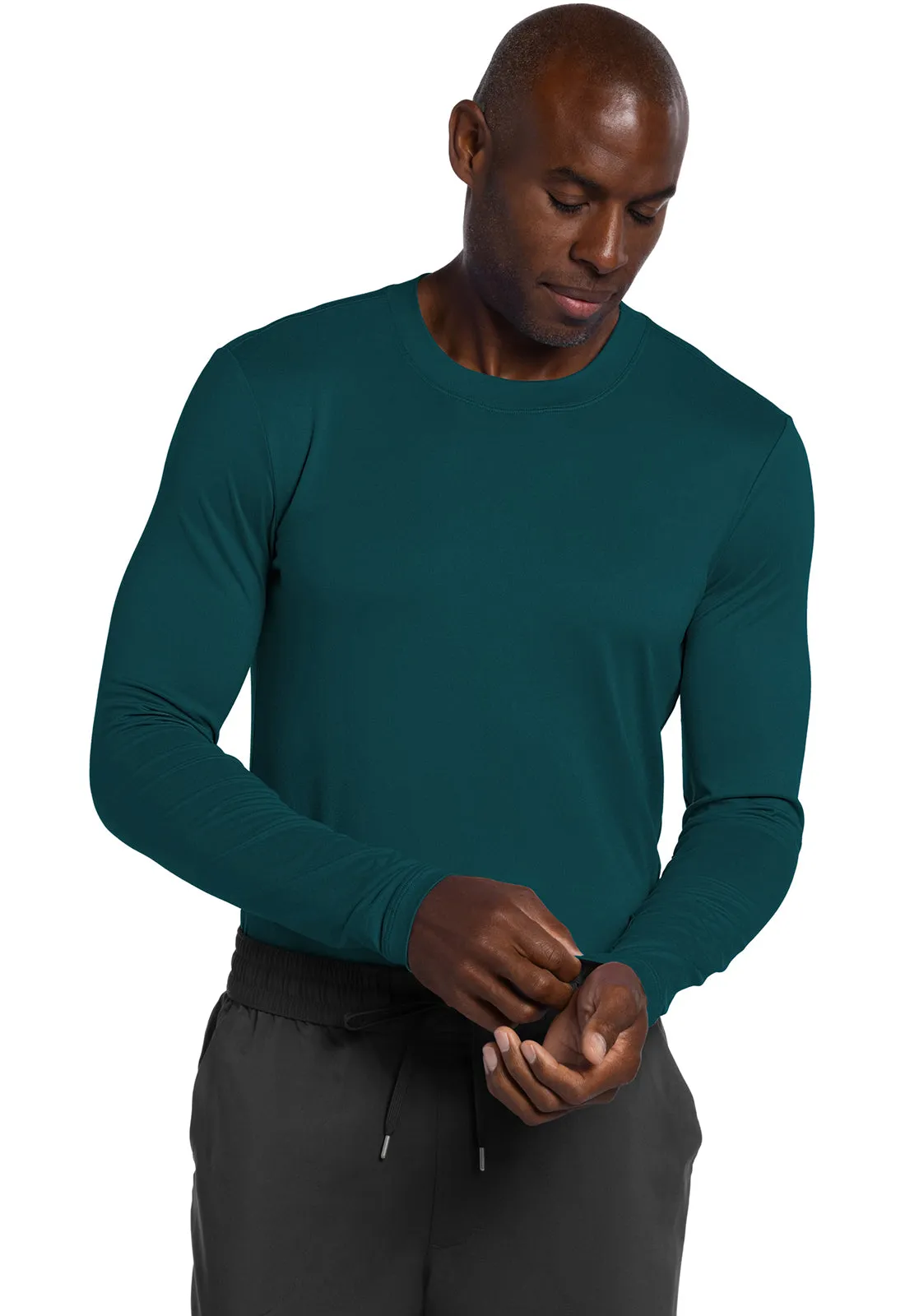 Basics CK807 Men's Long Sleeve Underscrub Knit Tee Caribbean Blue