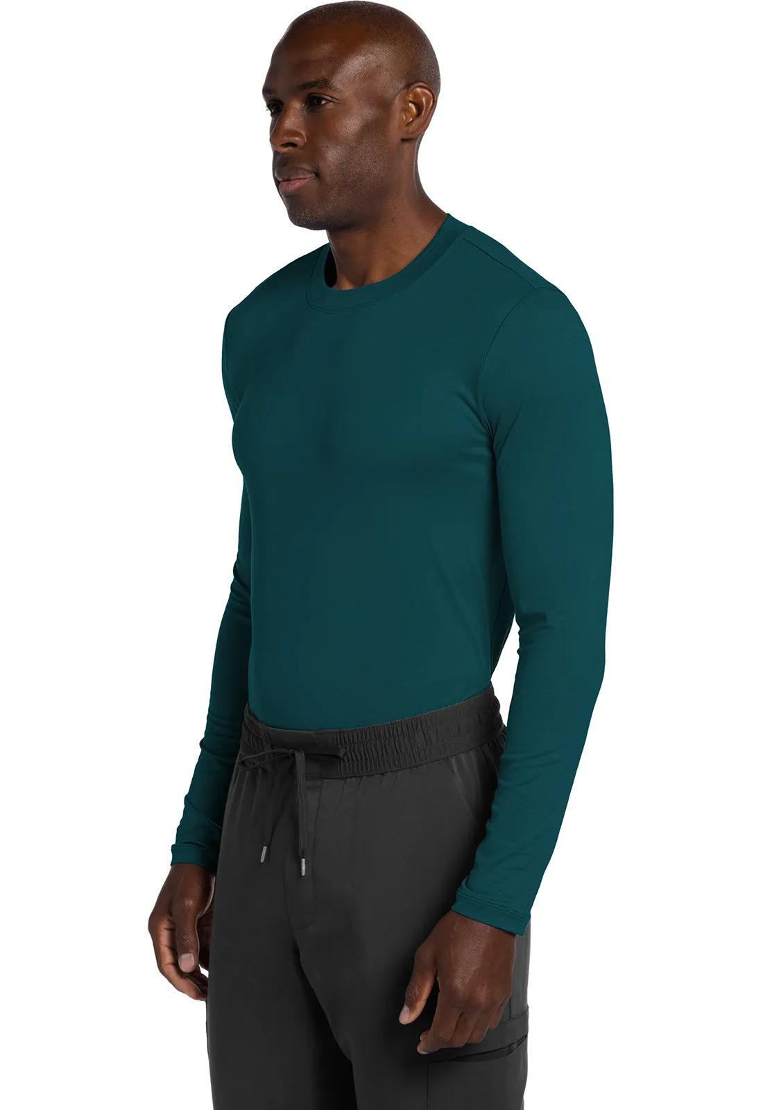 Basics CK807 Men's Long Sleeve Underscrub Knit Tee Caribbean Blue