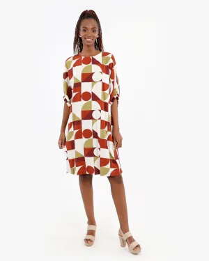 Batwing Geometric Printed Dress