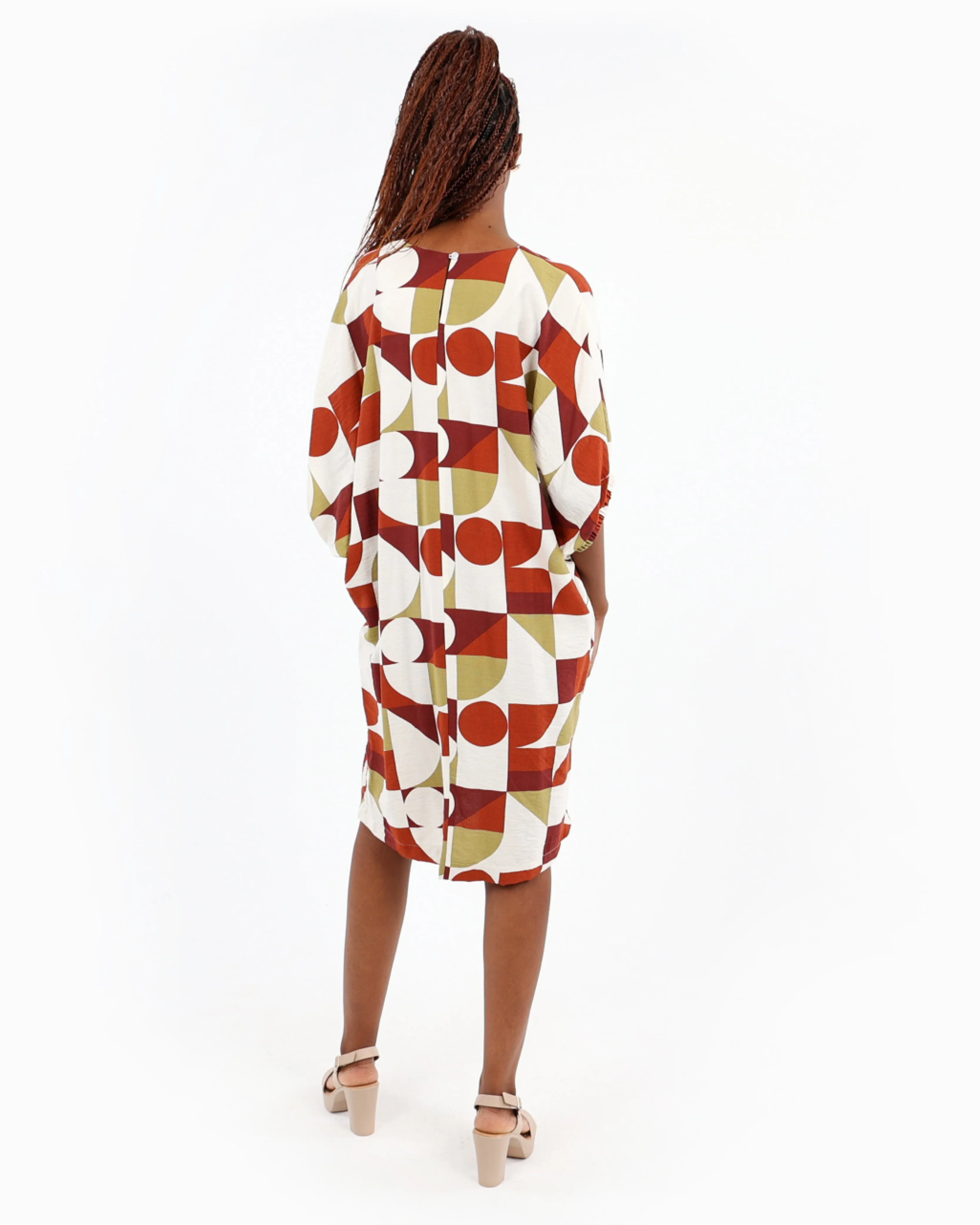 Batwing Geometric Printed Dress