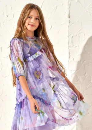 Beatrice Lavender Print Mesh Dress