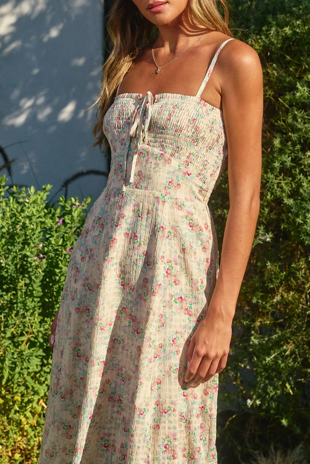 Bella Lace Up Smocked Babydoll Dress