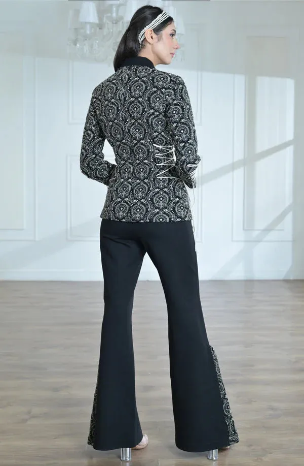 Black & Golden Embroidered Lace Jacket