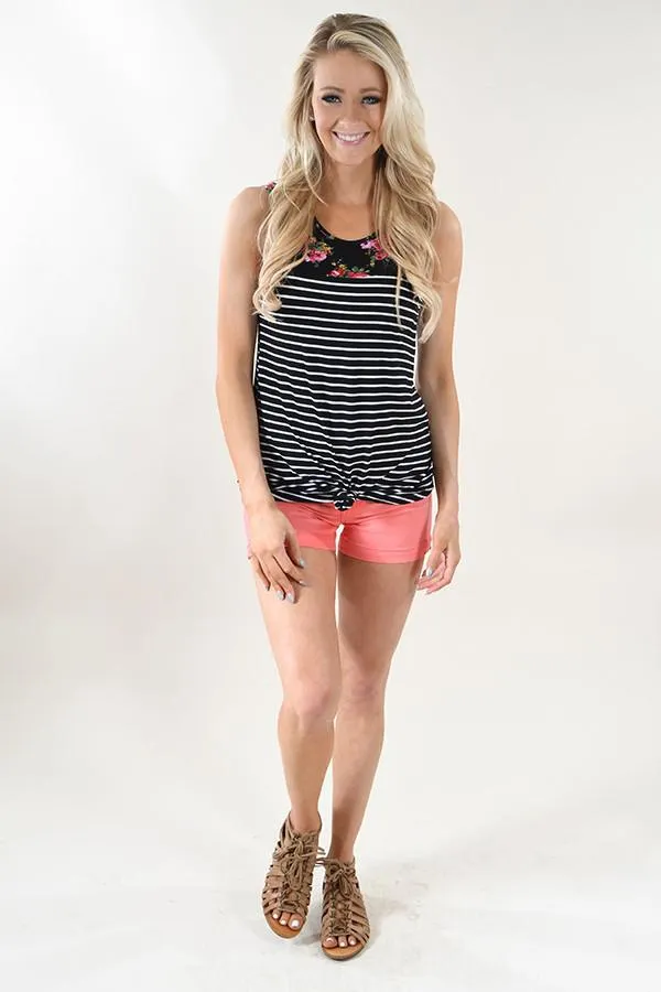 Black and Floral Tank Top