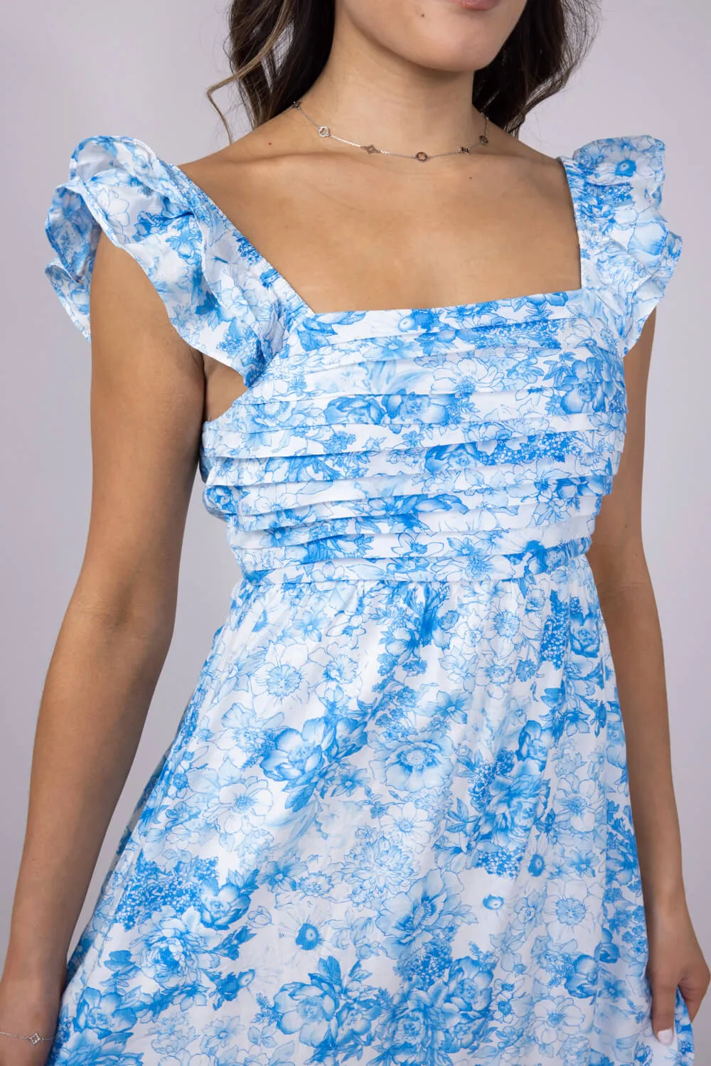 Blu Pepper Tiered Floral Maxi Dress for Women in Blue | CR2478-BLUEMULTI