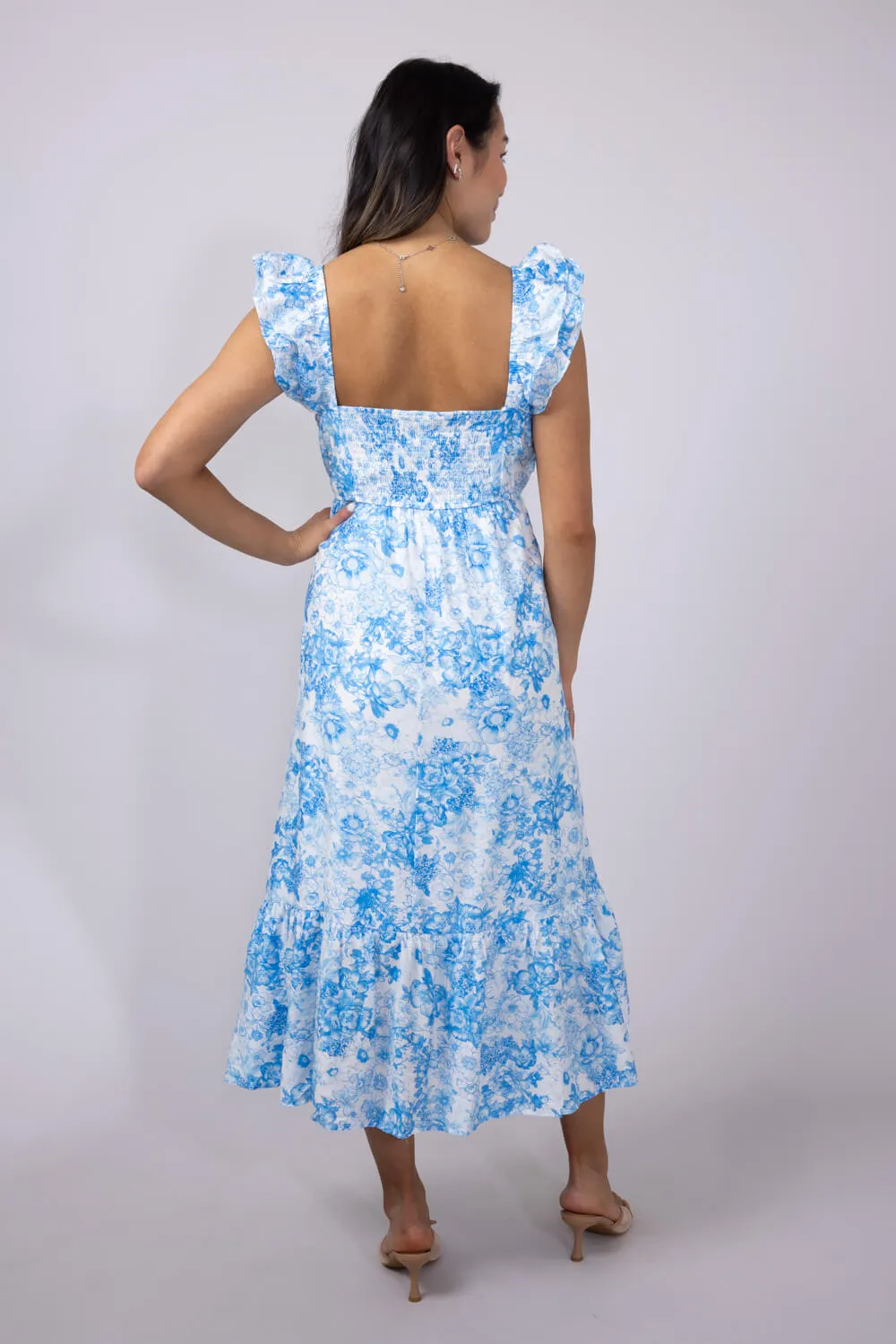 Blu Pepper Tiered Floral Maxi Dress for Women in Blue | CR2478-BLUEMULTI