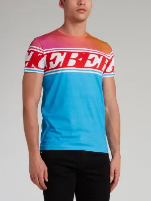 Blue Colour Block Logo T-Shirt