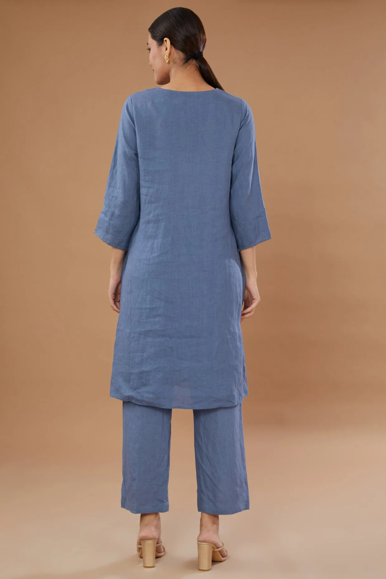 Blue Pure Linen Pant