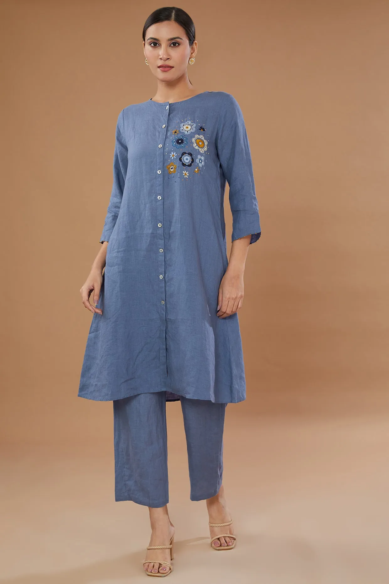 Blue Pure Linen Pant
