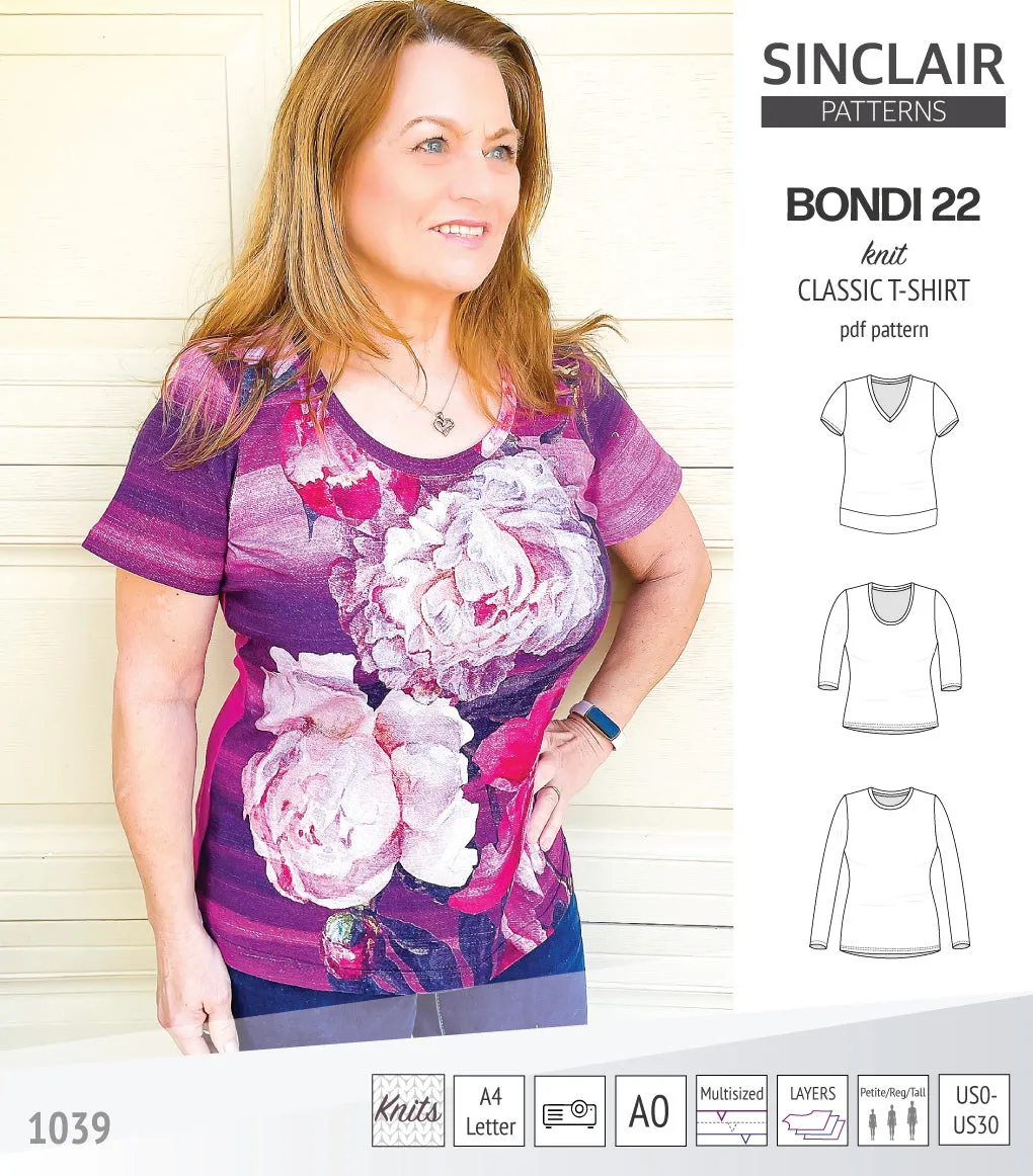 Bondi 22 knit classic fitted t-shirt (PDF)