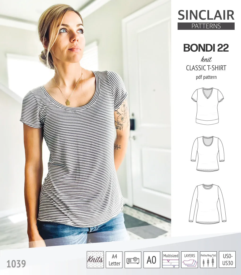 Bondi 22 knit classic fitted t-shirt (PDF)