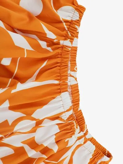 Boston Printed Off-Shoulder Balloon Sleeve Dress