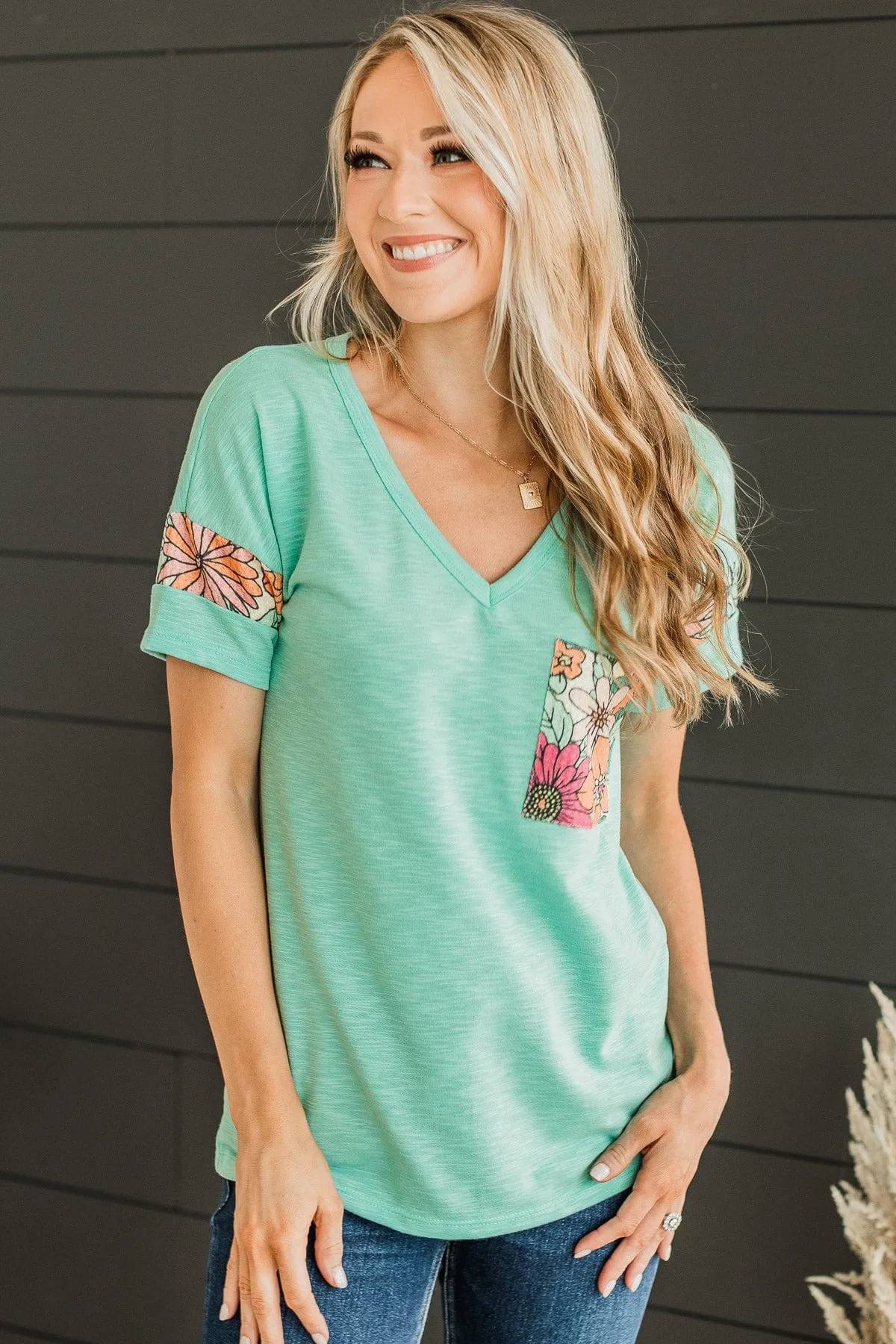 Bound For Beauty Knit Top- Mint Blue