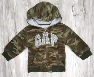 BOY SIZE 3 YEARS - Baby GAP, Warm Zippered Camo Fleece Hoodie EUC B29
