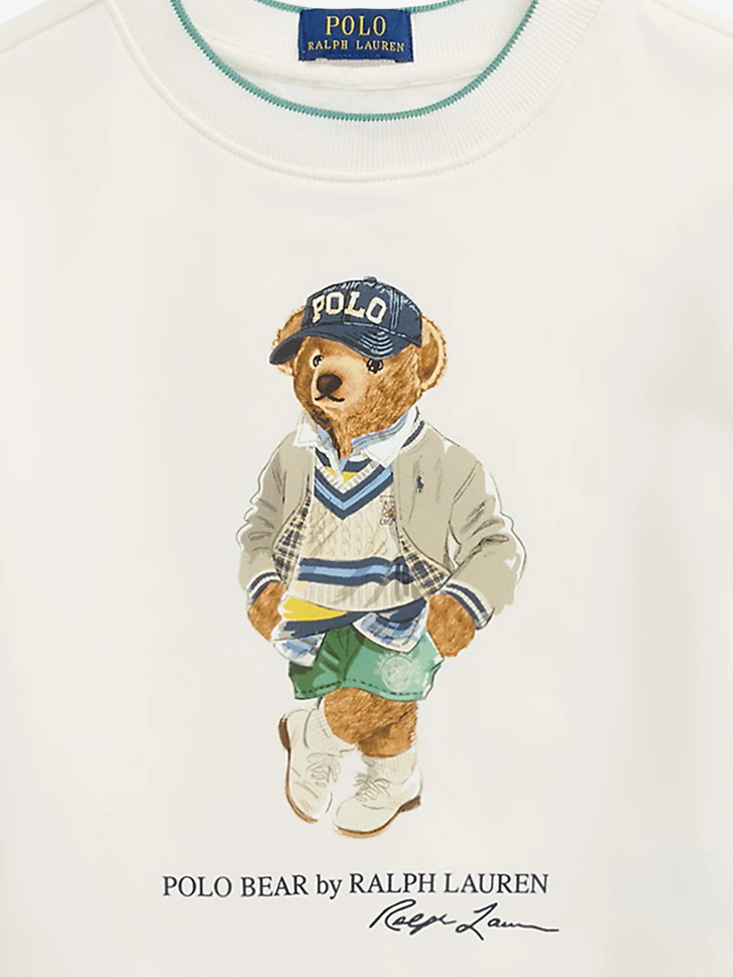 Boys Polo Bear Sweatshirt in Ivory