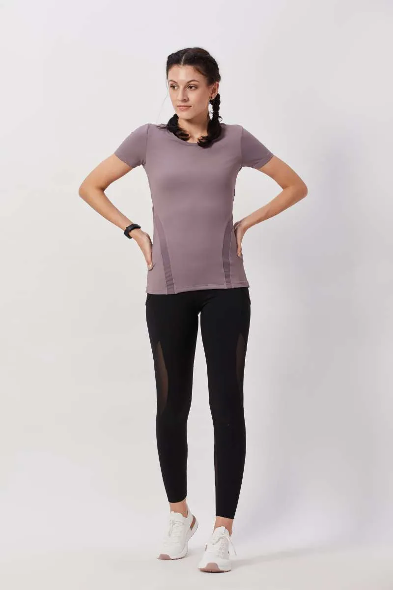 Breathable Mesh Workout Top - Plum