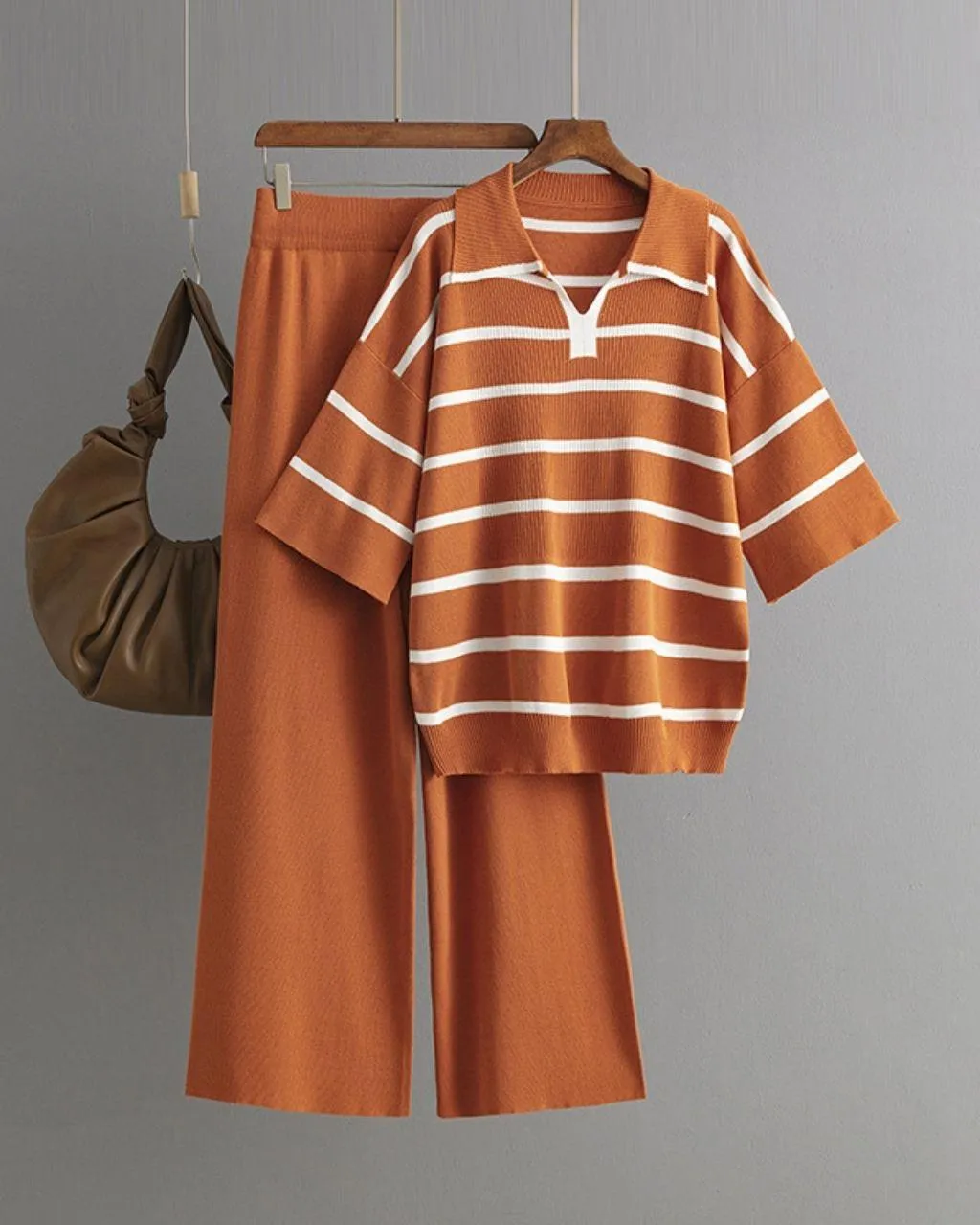 Breezy Belle Striped Set - Rust