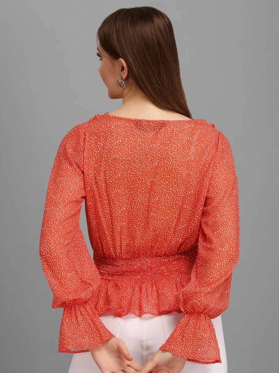Bright Red Minimal Women's Tops