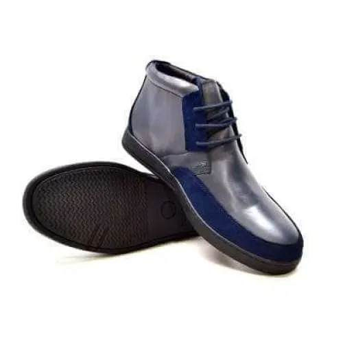 British Walkers Birmingham Bally Style Men's Navy Blue Leather High Tops
