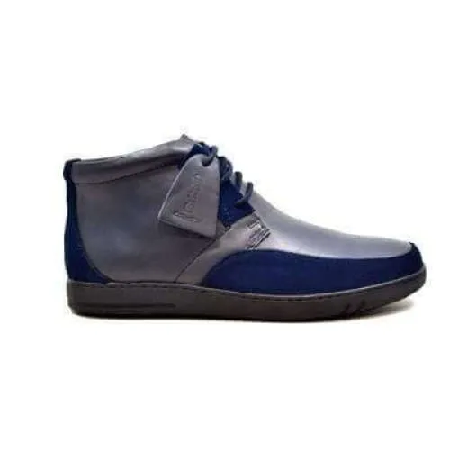 British Walkers Birmingham Bally Style Men's Navy Blue Leather High Tops