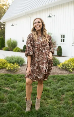 Brown Leopard Printed Babydoll Dress