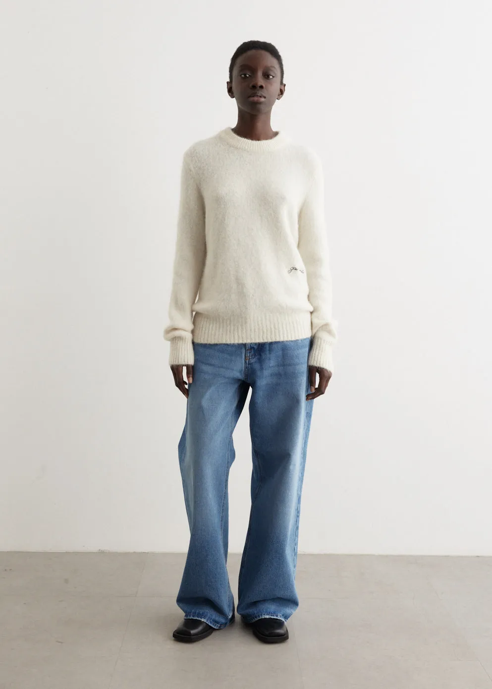 Brushed Alpaca O-Neck Knit