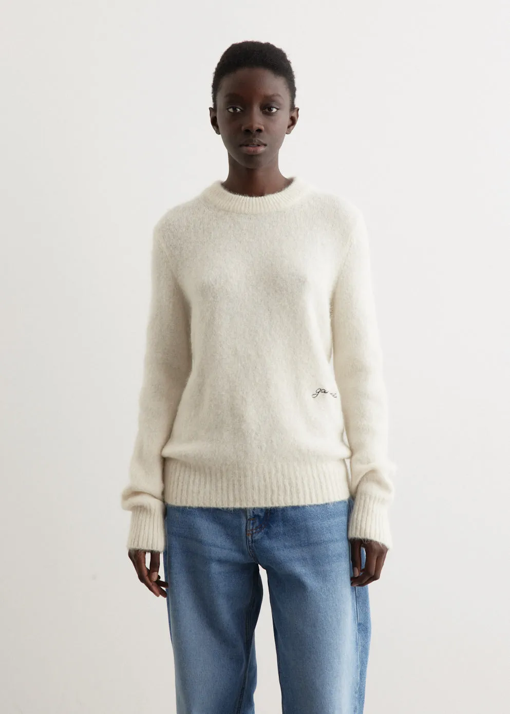 Brushed Alpaca O-Neck Knit