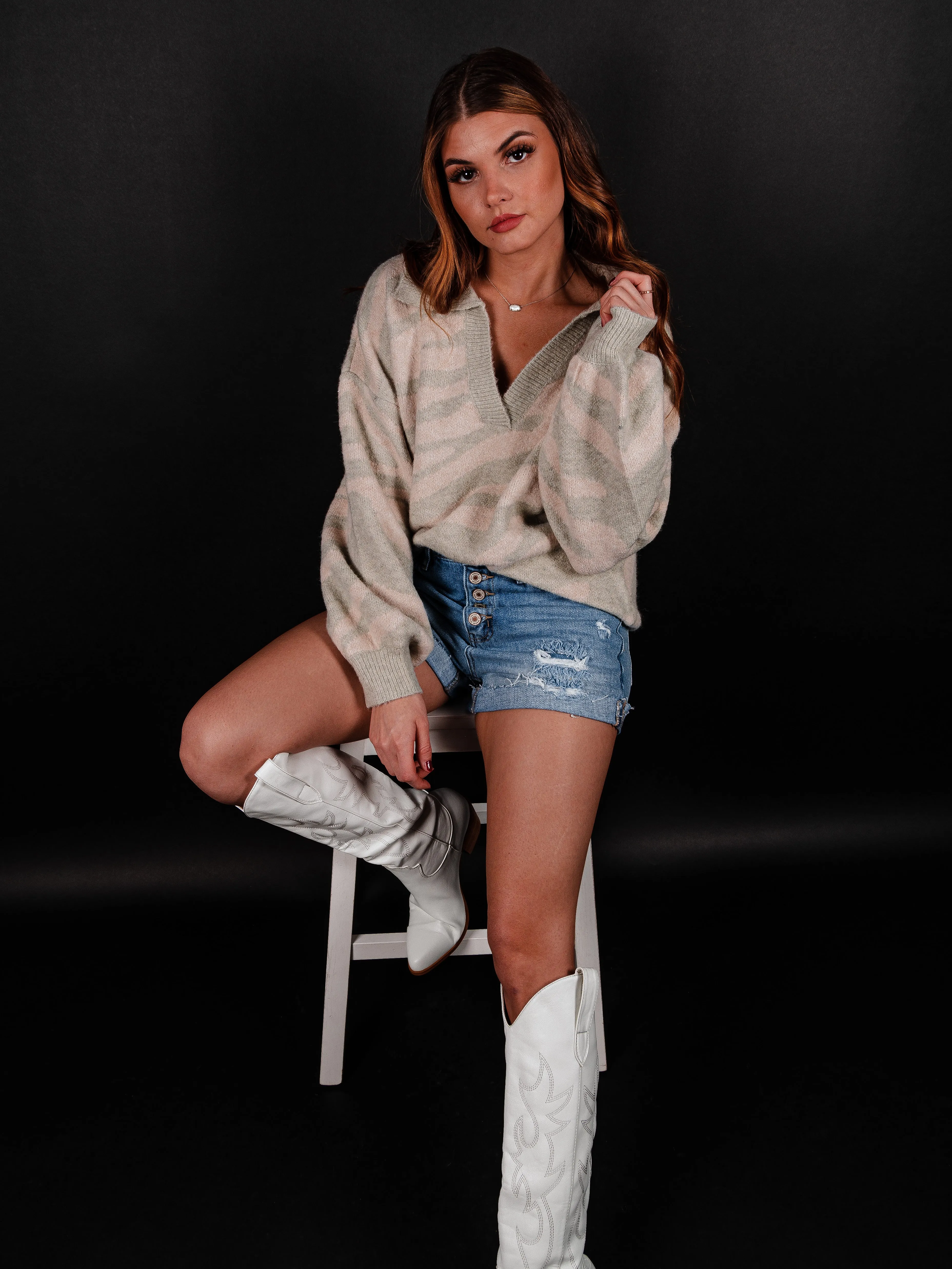 By All Means Printed Long Sleeve Sweater